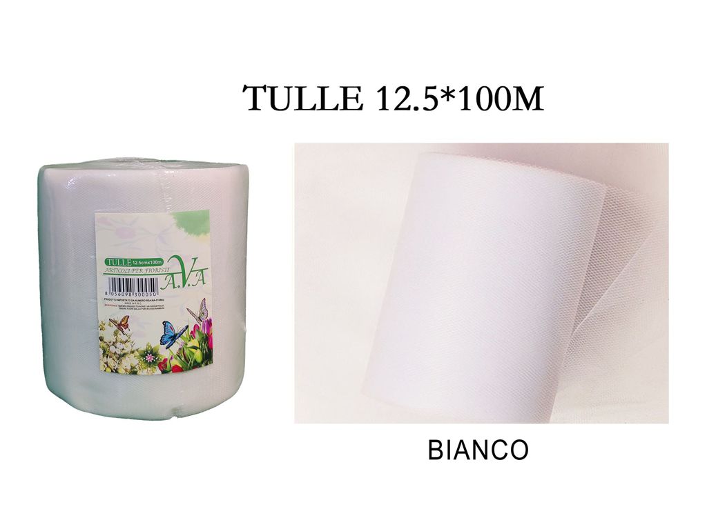 BOBINA ROTOLO TULLE VELO 12.5 cm x 100 m DECORAZIONE BOMBONIERE RUNNER