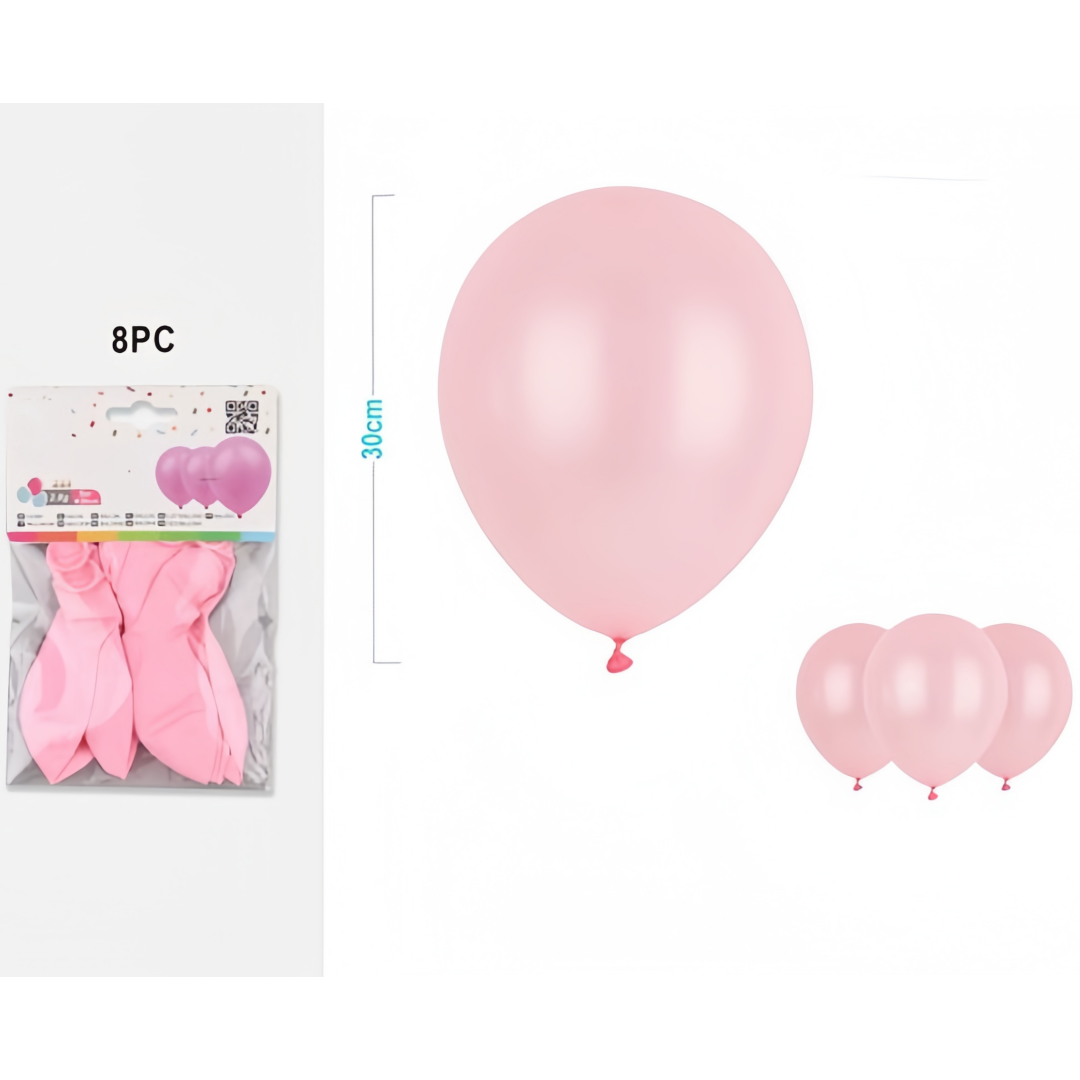 Palloncini in Lattice Rosa Chiaro 30cm – Set da 8 Pezzi – 2.8g – Decorazioni per Feste e Compleanni