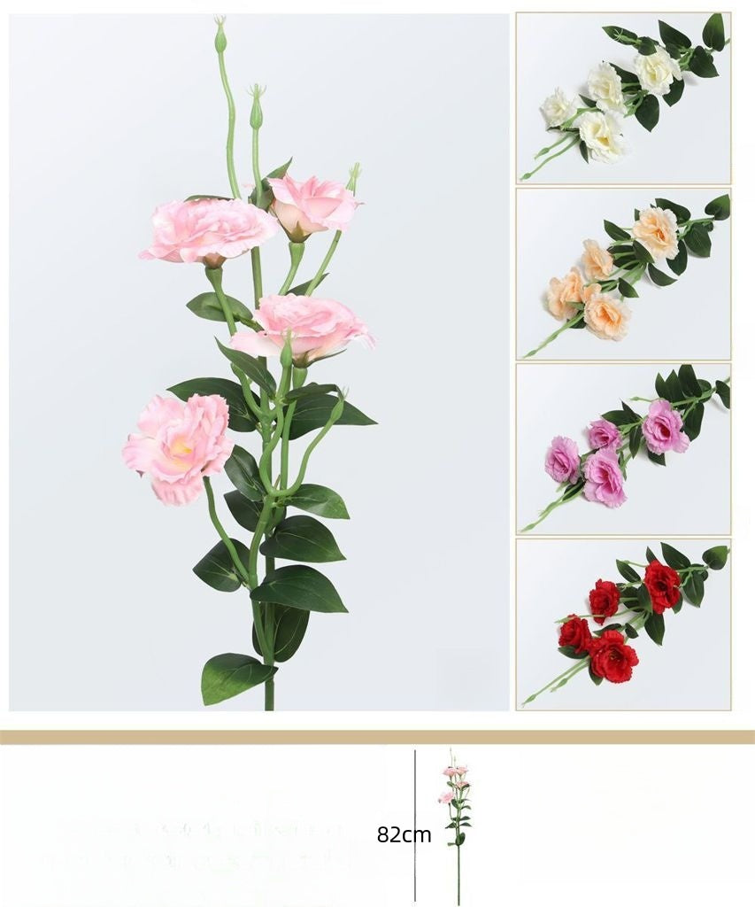 FIORI ARTIFICIALI LISIANTHUS A 4 TESTE – RAMO FLOREALE DECORATIVO 82CM, COLORI ASSORTITI