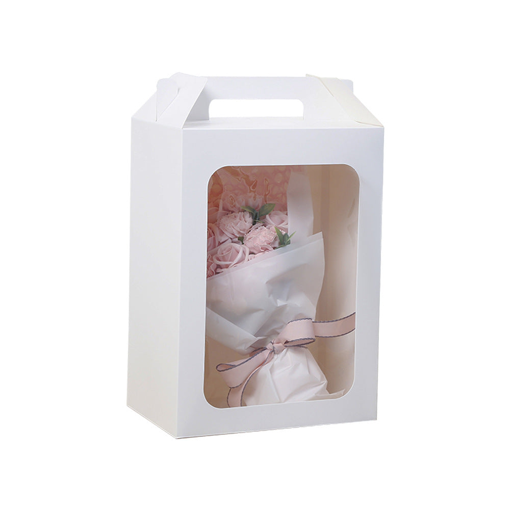 Scatola Cartone Bianco Confezione Regalo con Manico E finestra
