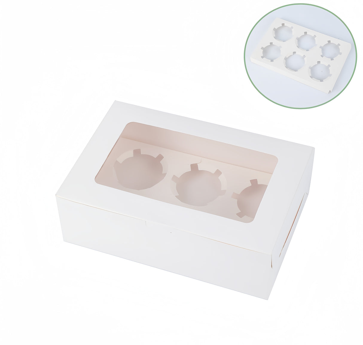 10 pezzi Scatole per Muffin Cupcake con i fondi fori Finestra Vetrina Trasparente dolce torta