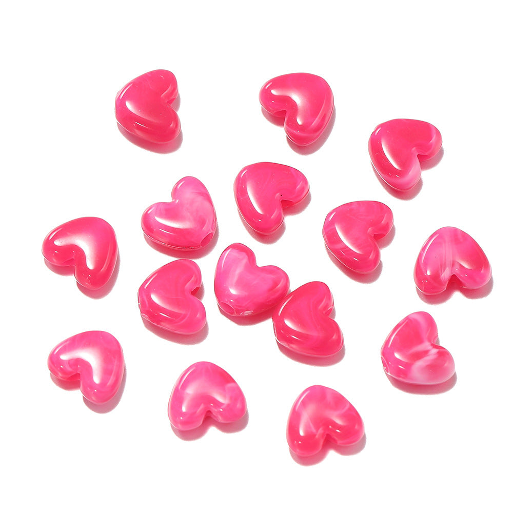 50 PEZZI PERLE ACRILICHE FORMA PIETRA CUORE 6.5mm*8mm Fai da Te Braccialetti, Collane, Bigiotteria