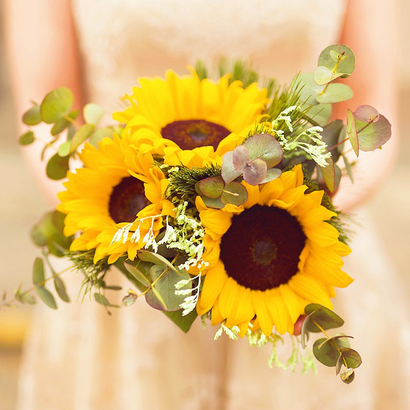 Girasoli Artificiali Seta, 1 Mazzo, 3 Teste fiori, lunghezza 65 cm, Decorazione Vaso