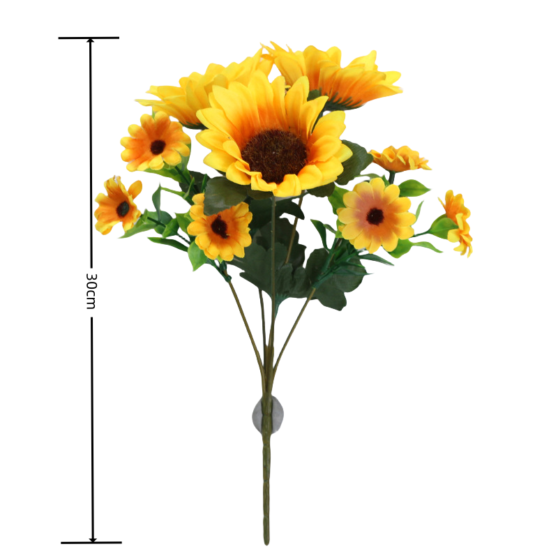 Girasoli Artificiali Seta, 5 Mazzi, 5 Rami per Mazzo, lunghezza 30 cm, Decorazione per Centrotavola e Vasi