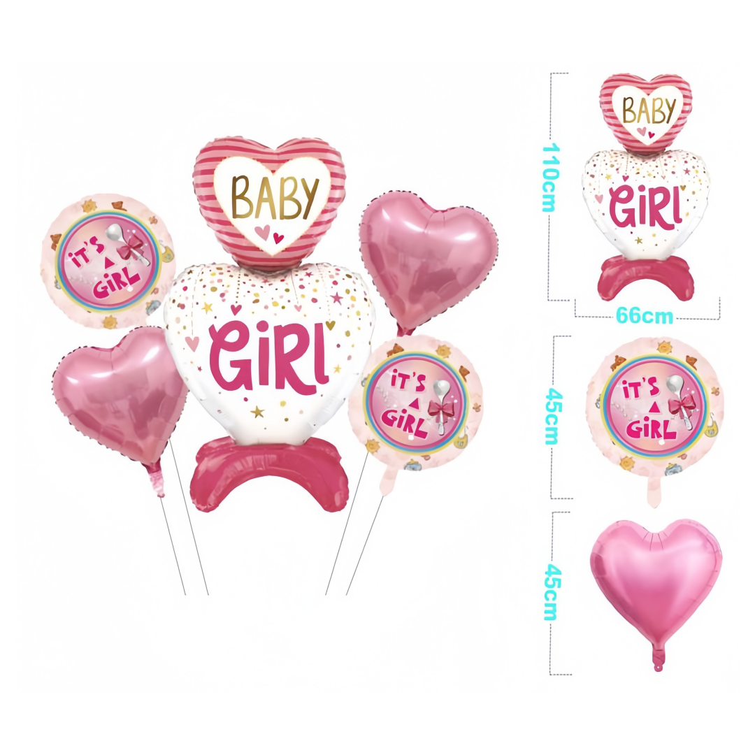 Set di palloncino Nascita Compleanno ITS A GIRL BABY ROSA