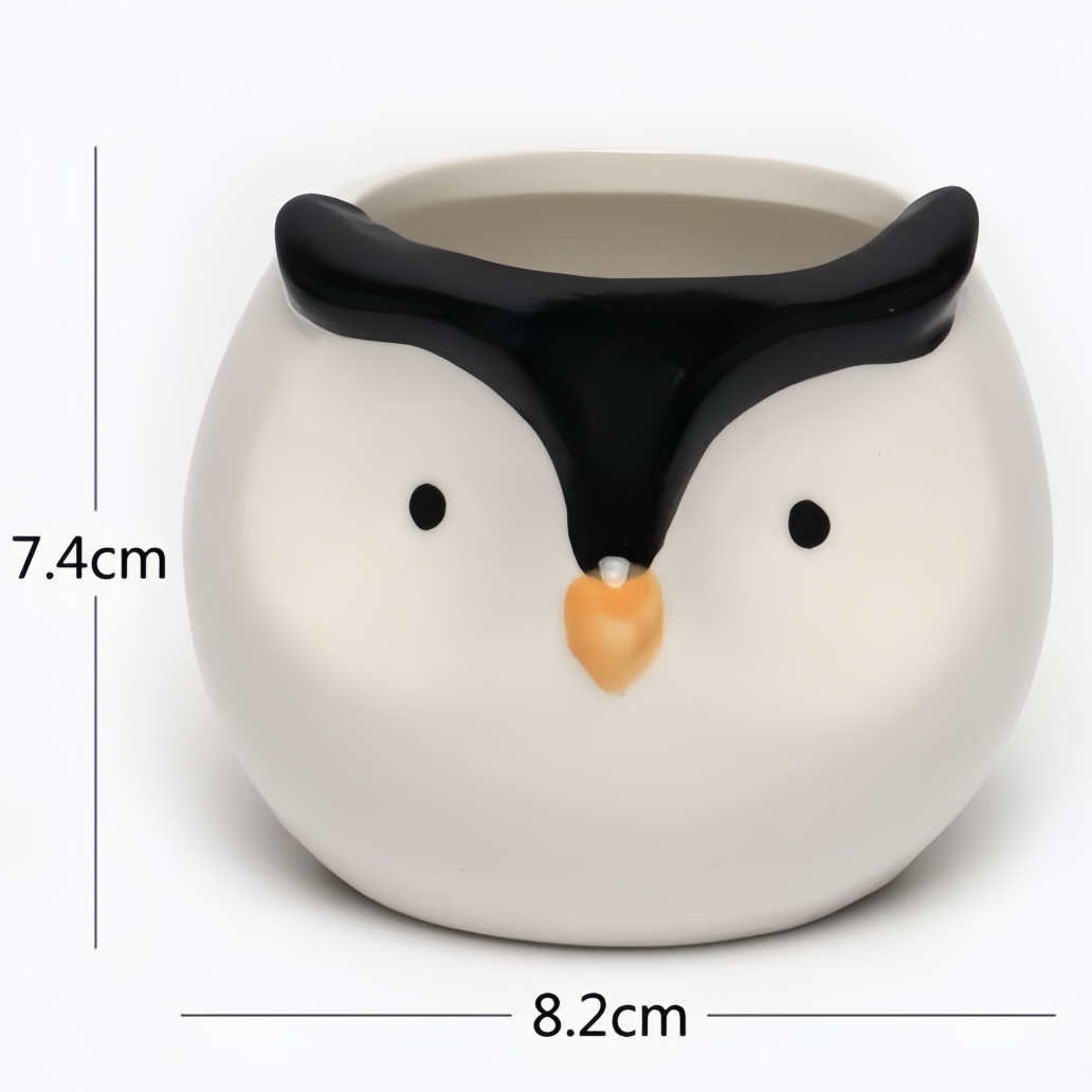 vaso decorativo in ceramica a forma di pinguino – piccolo vaso 7,4x8,2 cm per piante grasse
