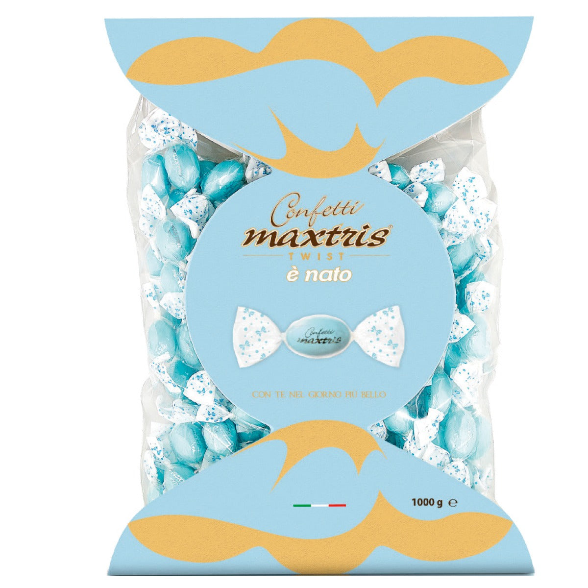 Confetti Maxtris twist bag cioccomandorla cielo INCARTATO CELESTE 1KG