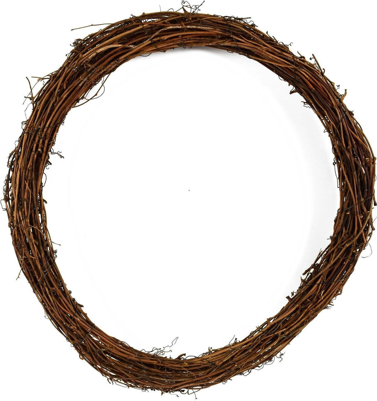 Corona Decorativa in Vimini Naturale con Fiori, Ø 40 cm, Ghirlanda per Porta Natalizio