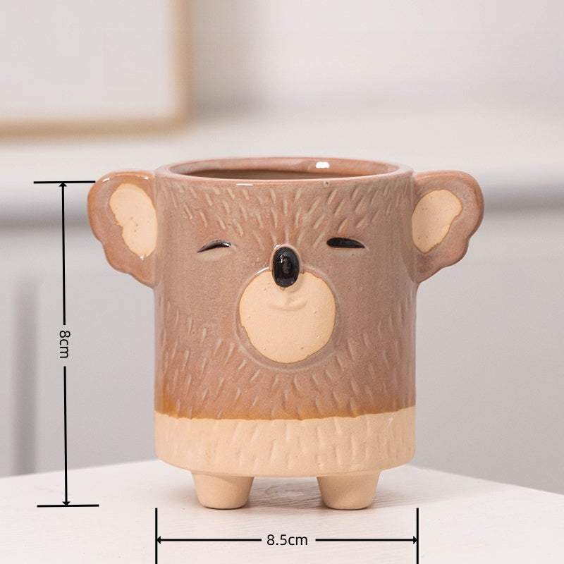 Vaso decorativo in ceramica a forma di koala – piccolo vaso 8x8,5 cm per piante grasse
