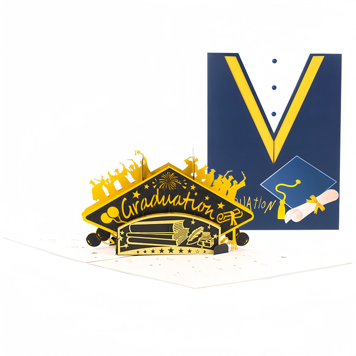 Biglietto auguri laurea pop up 3D diploma maturità Congratulazione Addobbi Cerimonia Università