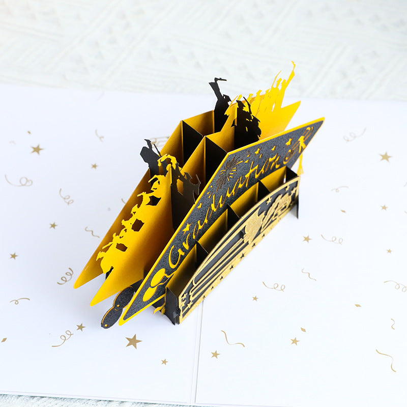 Biglietto auguri laurea pop up 3D diploma maturità Congratulazione Addobbi Cerimonia Università