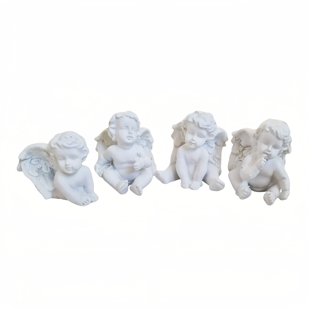 Set da 4 Pezzi Mini Figurina Statue Angelo in Resina Decorazione da Tavolo o Bomboniera