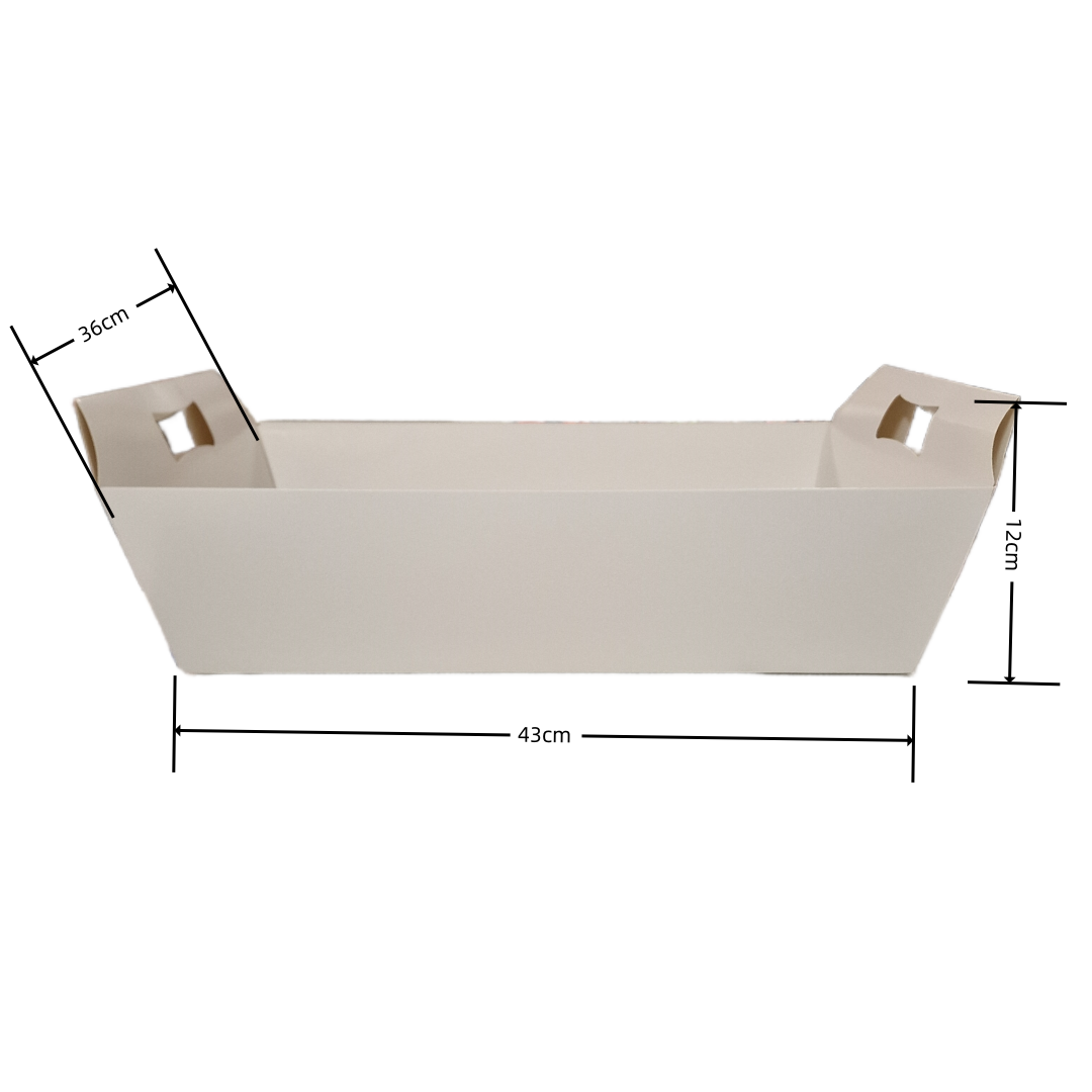 Set da 10 pezzi Cesti Bianchi Vuoti con Manici 40x30x12cm, Vassoio per Alimenti, Scatola per bomboniere regalo