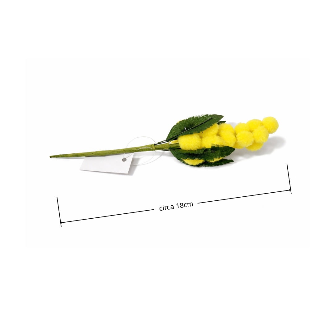 Rametto di Mimosa Artificiale 18 cm – Fiore Giallo Decorativo con Foglie Verdi, Ramo Finto per Decorazioni Casa, Pasqua, Primavera e Festa della Donna, Bouquet e Fai da Te
