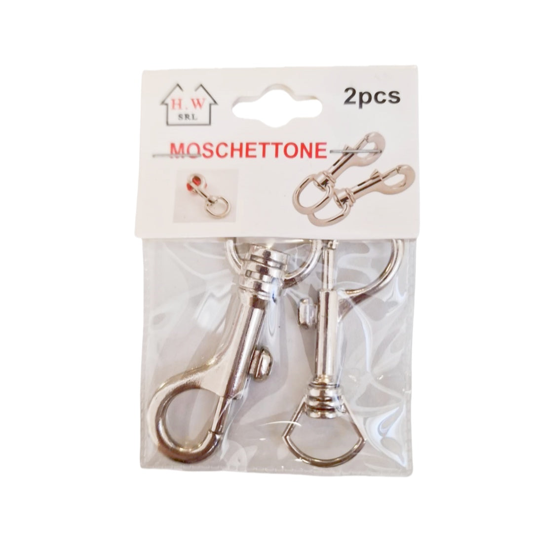 Moschettone in Metallo - Set da 2 Pezzi - Ganci con Anello Girevole