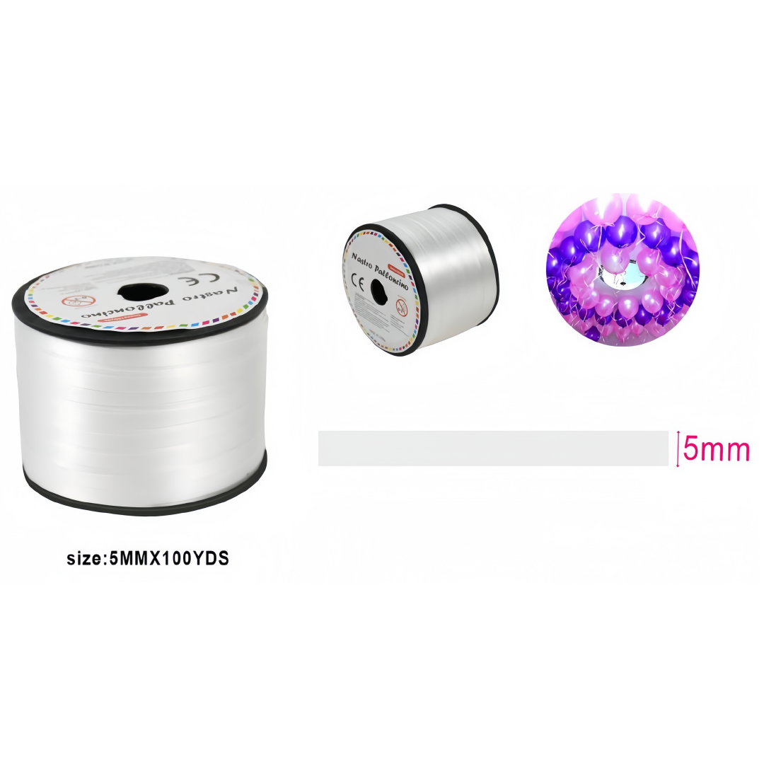 Nastro plastica bianco 5mm*100 yard per palloncino