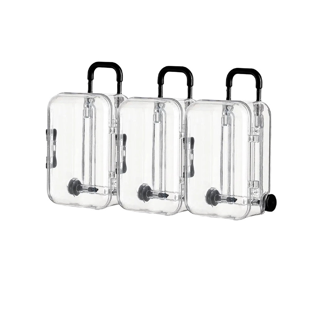 12PZ Valigia Trasparente Porta Confetti Tema Viaggio Segnaposto Bomboniera