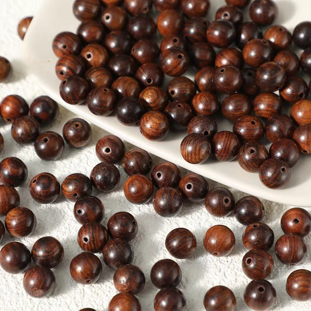 100 pezzi Perline in legno naturale palissandro nero rotonde 10mm