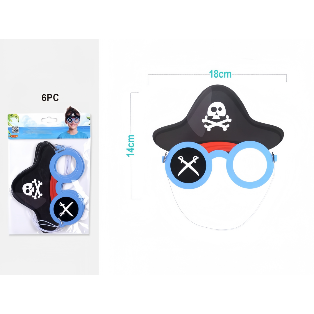 Occhiali di Carta a Tema Nave Pirata - Set 6 Pezzi, Accessori Divertenti per Feste
