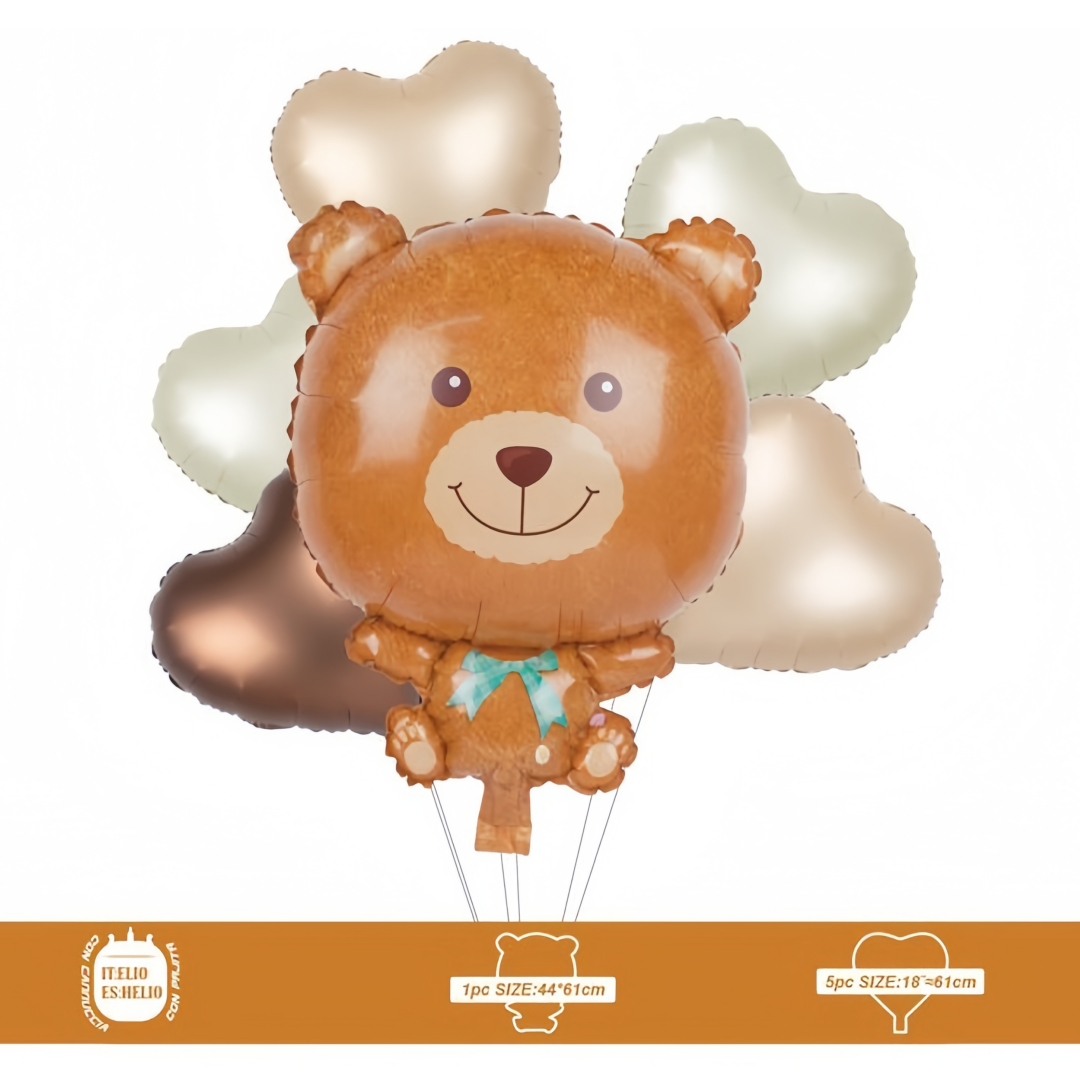 Set di palloncini mylar orso marrone con cuore