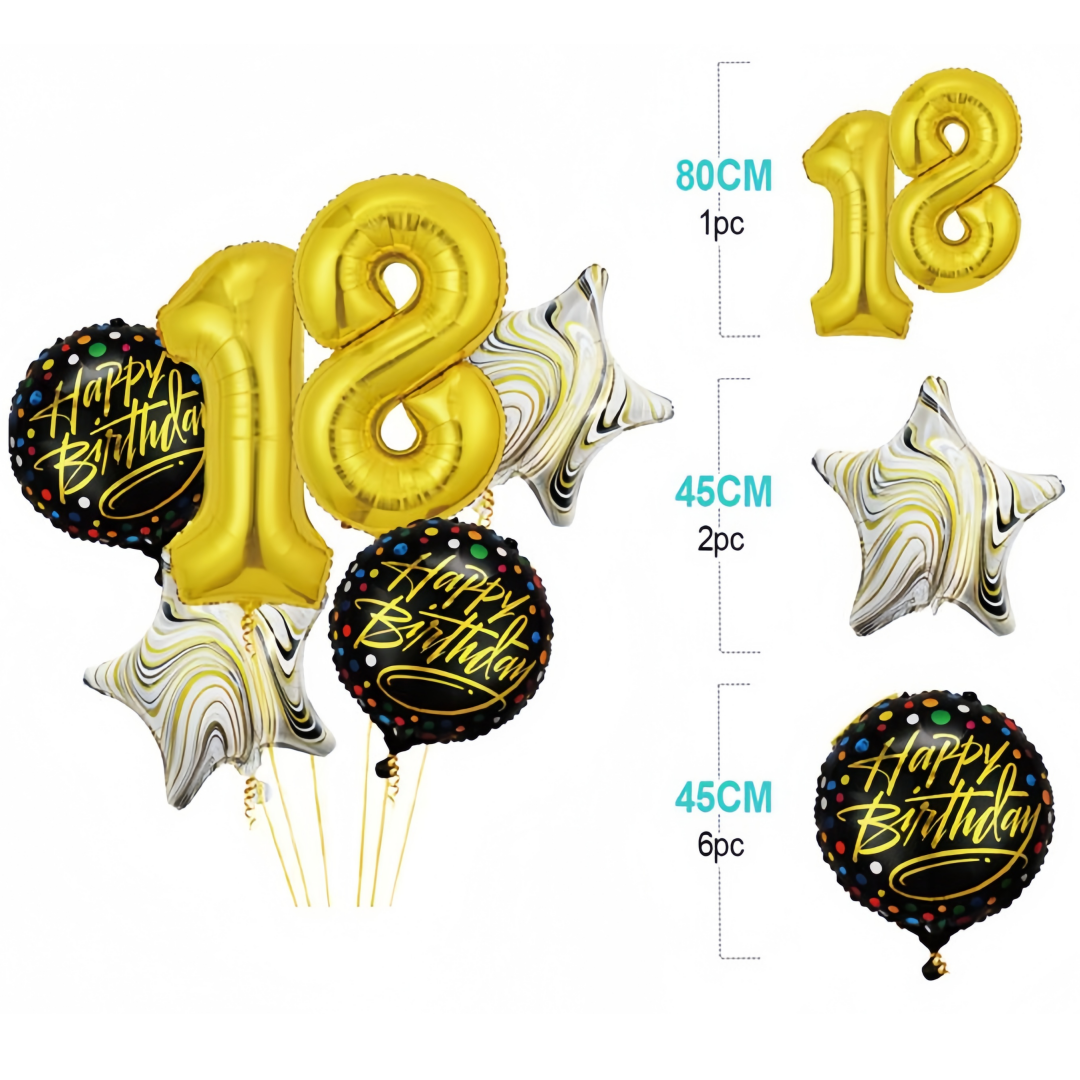Set Palloncini 18° Compleanno - 6 Pezzi | Decorazione per Feste di Compleanno