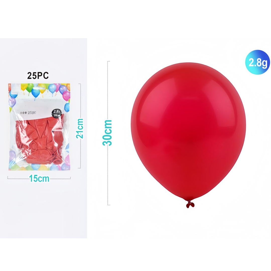 Set 25 Palloncini Rossi in Lattice - 30cm, 2.8g, Perfetti per Feste e Decorazioni