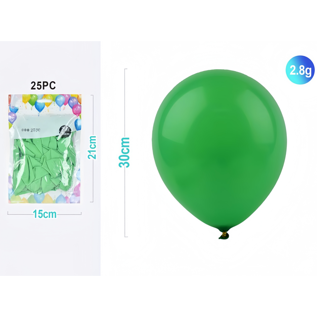 Set 25 Palloncini Verdi in Lattice - 30cm, 2.8g, Perfetti per Feste e Decorazioni
