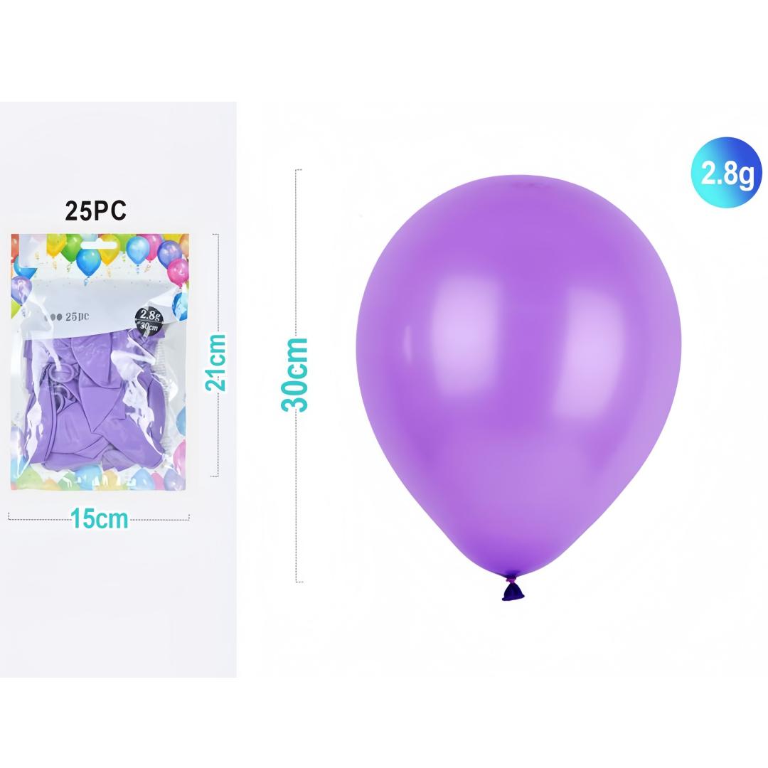 Set 25 Palloncini Viola in Lattice - 30cm, 2.8g, Perfetti per Feste e Decorazioni