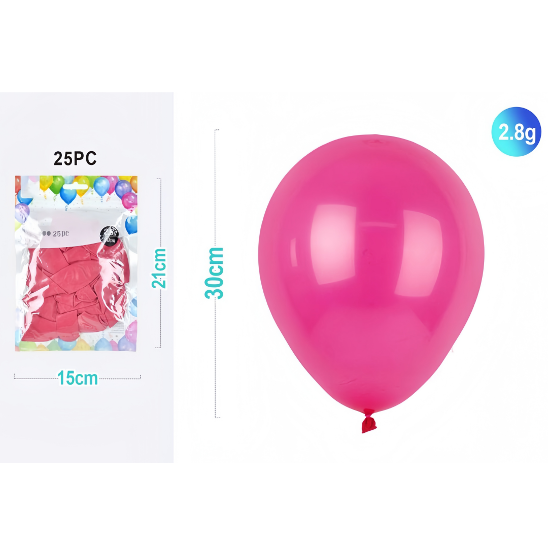 Set 25 Palloncini Fuxia in Lattice - 30cm, 2.8g, Perfetti per Feste e Decorazioni