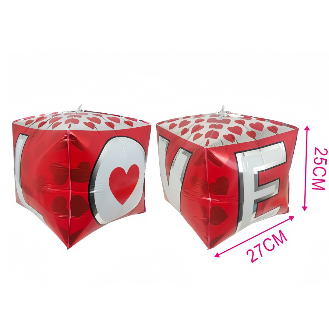 Palloncino per decorazione quadrato LOVE rosso cuore