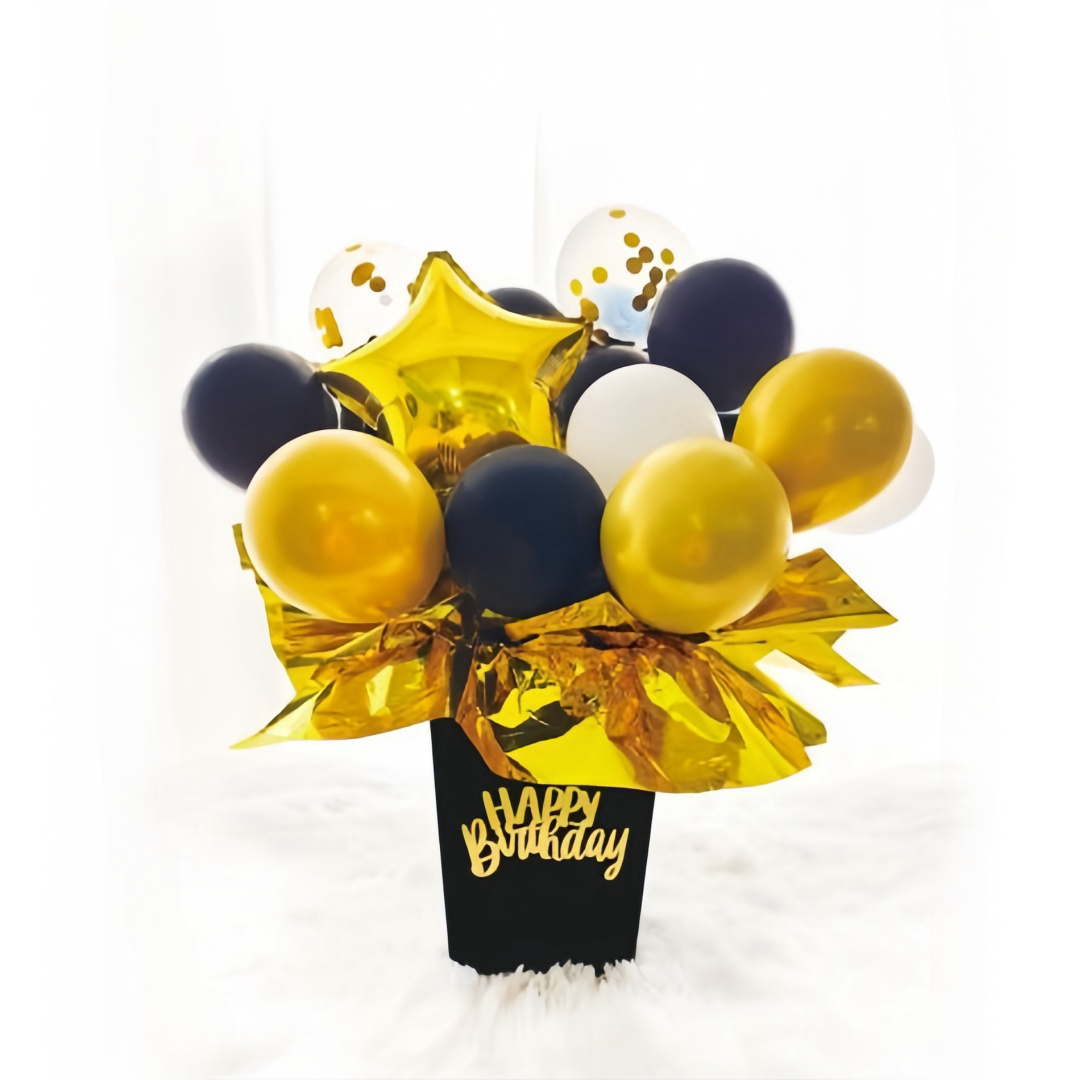 Set di palloncini Centrotavola Compleanno Vaso Fiore Nero e oro