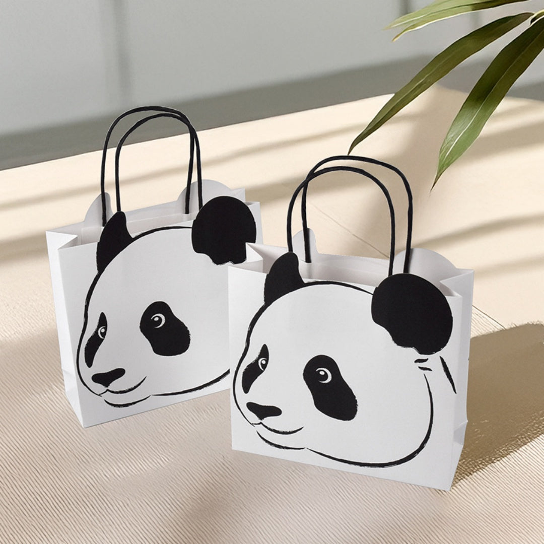 10 Pezzi Borse Regalo Panda – Sacchetti Bomboniere per Compleanno, Battesimo, Festa a Tema Animali, Sacchetti Carta con Manico