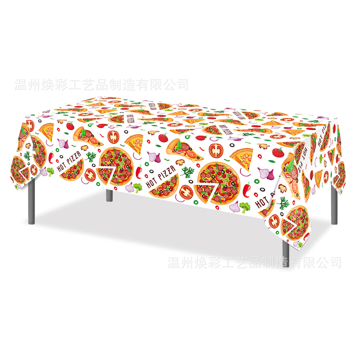 Tovaglia Pizza Party Rettangolare, 130 x 220 cm, Plastificata Impermeabile, Motivo Hot Pizza