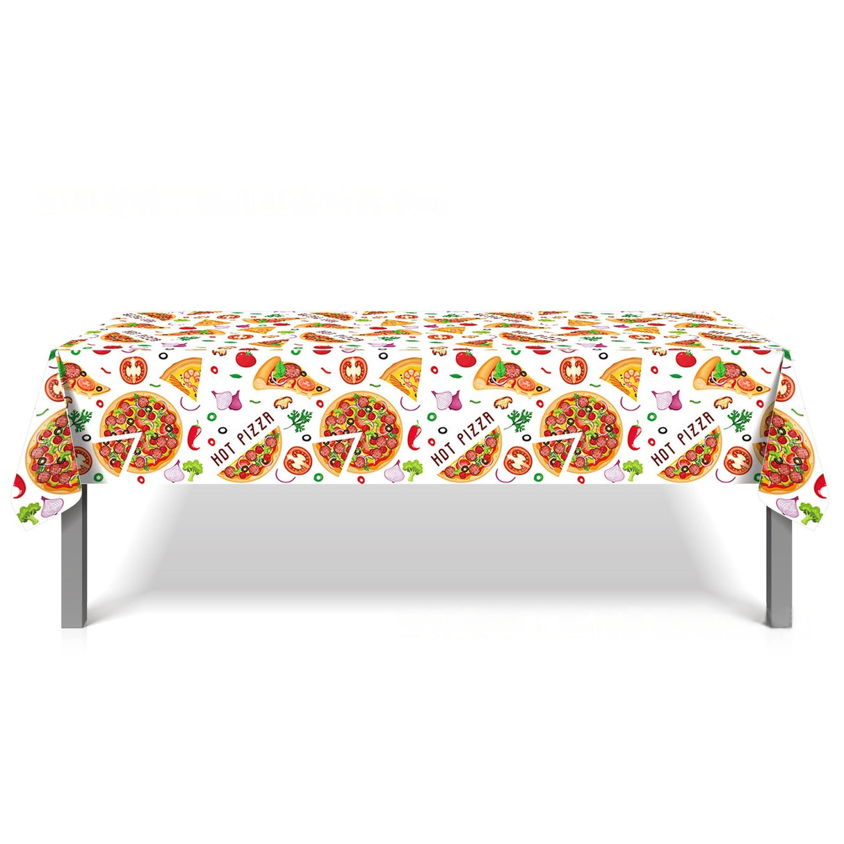 Tovaglia Pizza Party Rettangolare, 130 x 220 cm, Plastificata Impermeabile, Motivo Hot Pizza