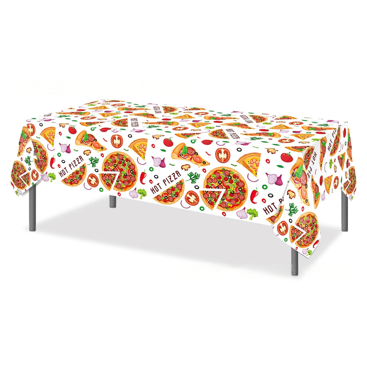 Tovaglia Pizza Party Rettangolare, 130 x 220 cm, Plastificata Impermeabile, Motivo Hot Pizza