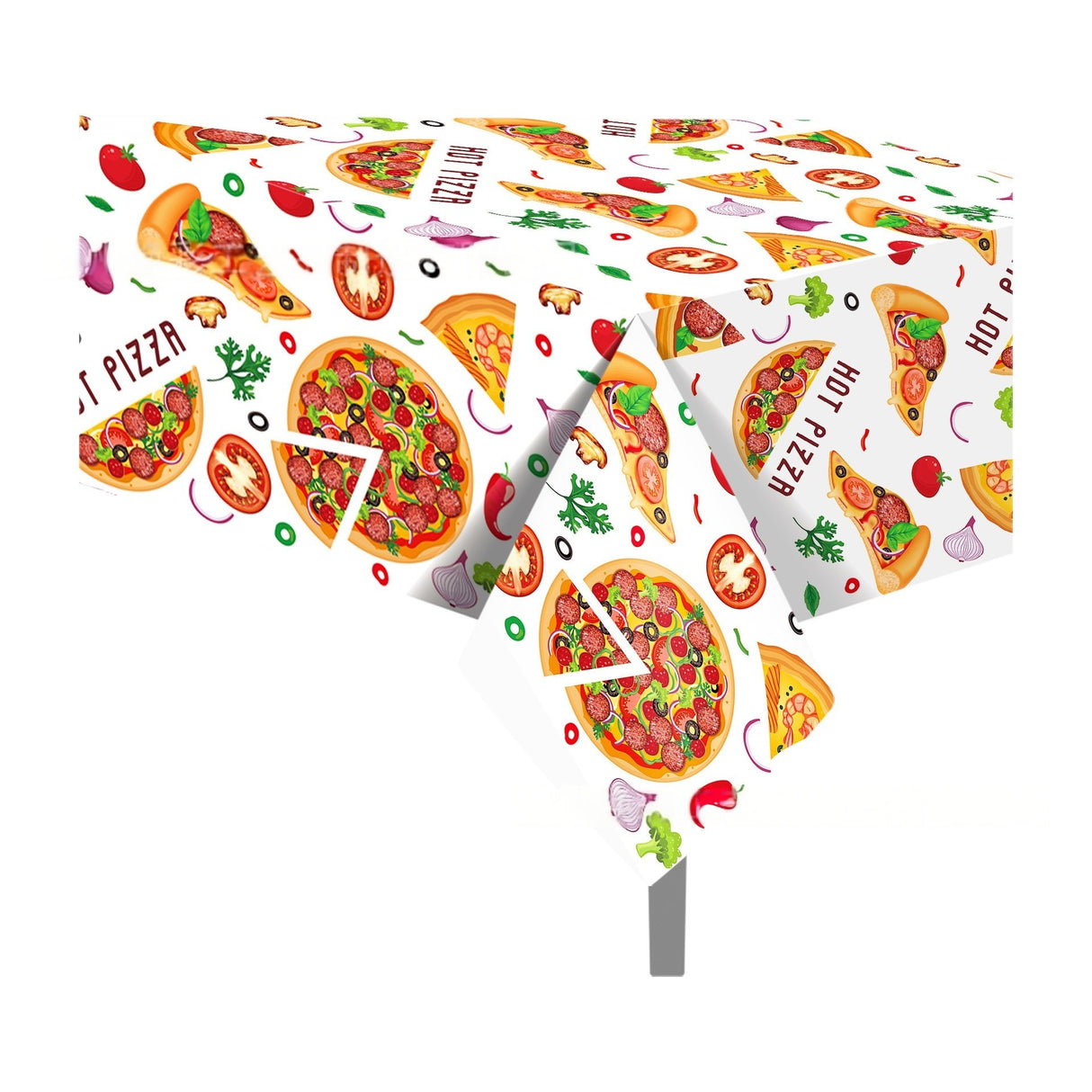 Tovaglia Pizza Party Rettangolare, 130 x 220 cm, Plastificata Impermeabile, Motivo Hot Pizza