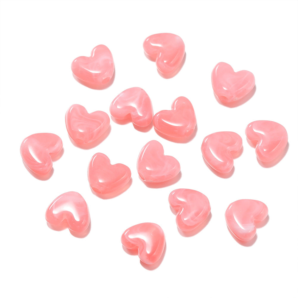 50 PEZZI PERLE ACRILICHE FORMA PIETRA CUORE 6.5mm*8mm Fai da Te Braccialetti, Collane, Bigiotteria