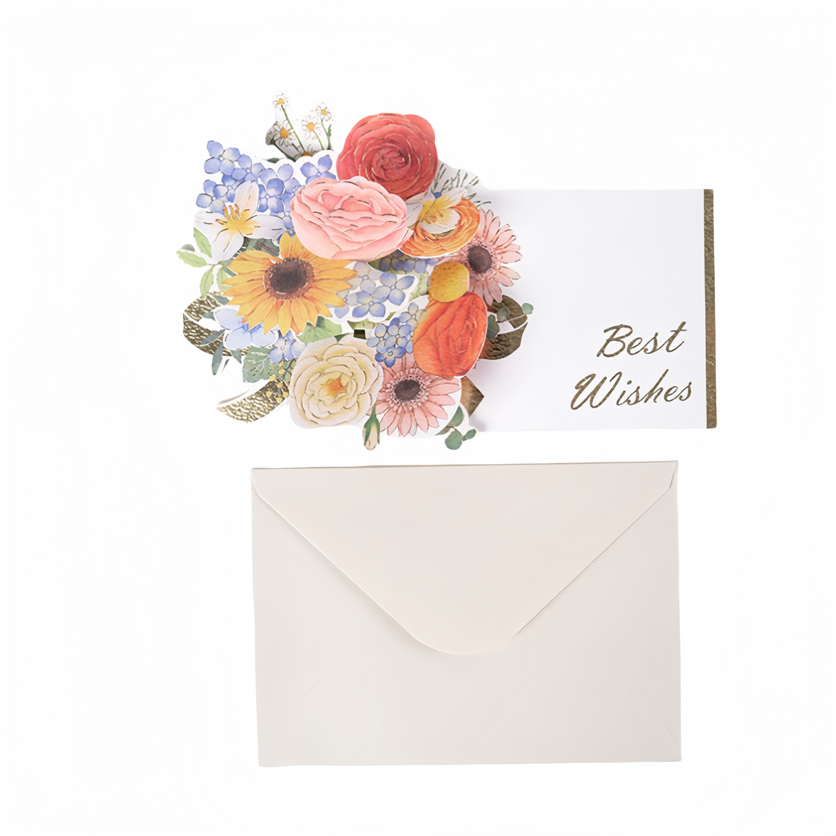 Biglietto di auguri pop-up 3D Anniversario Fiori d'Acquerello 3D con Busta