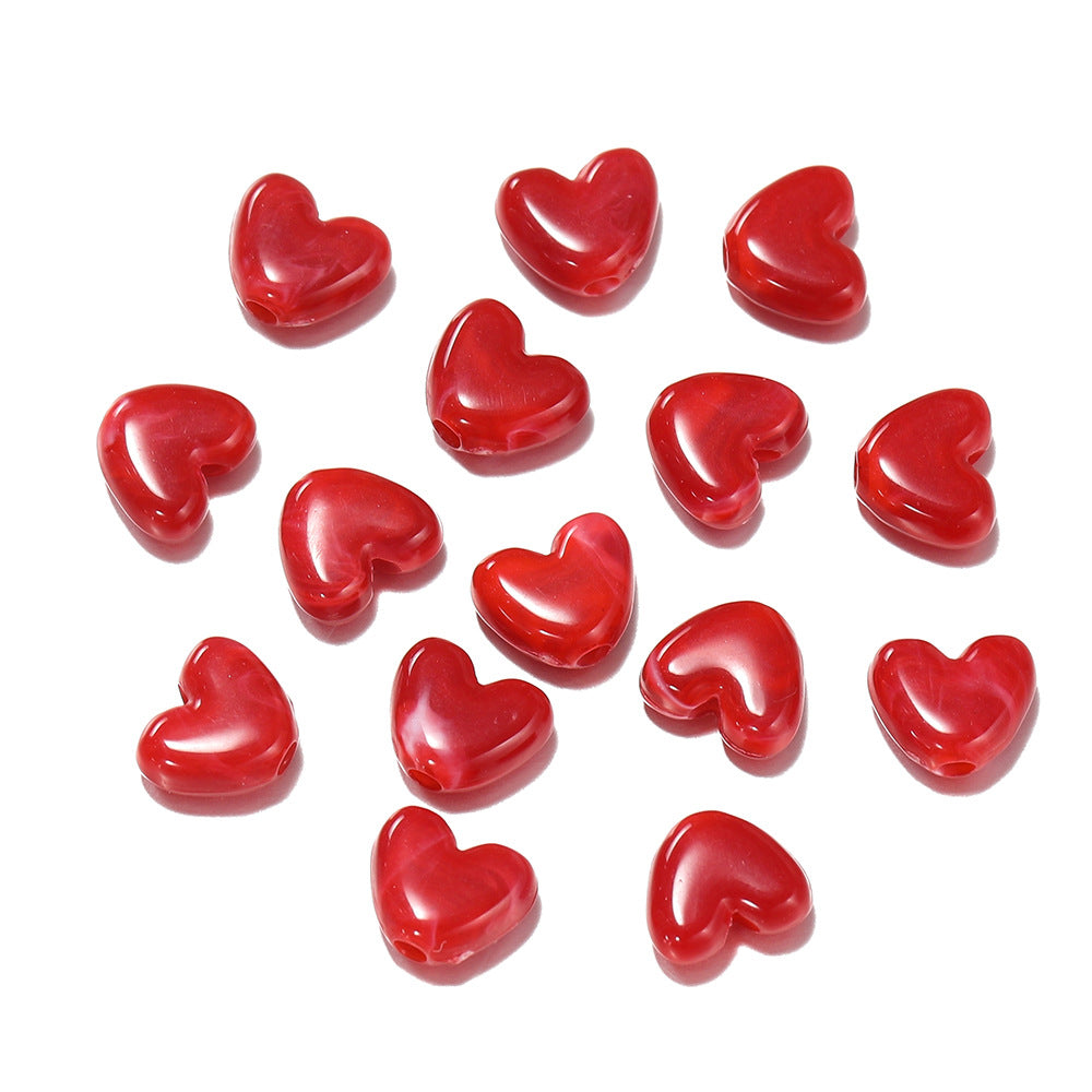 50 PEZZI PERLE ACRILICHE FORMA PIETRA CUORE 6.5mm*8mm Fai da Te Braccialetti, Collane, Bigiotteria