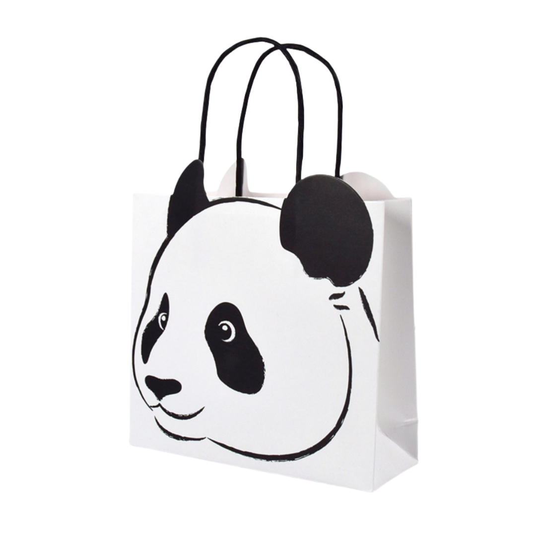 10 Pezzi Borse Regalo Panda – Sacchetti Bomboniere per Compleanno, Battesimo, Festa a Tema Animali, Sacchetti Carta con Manico