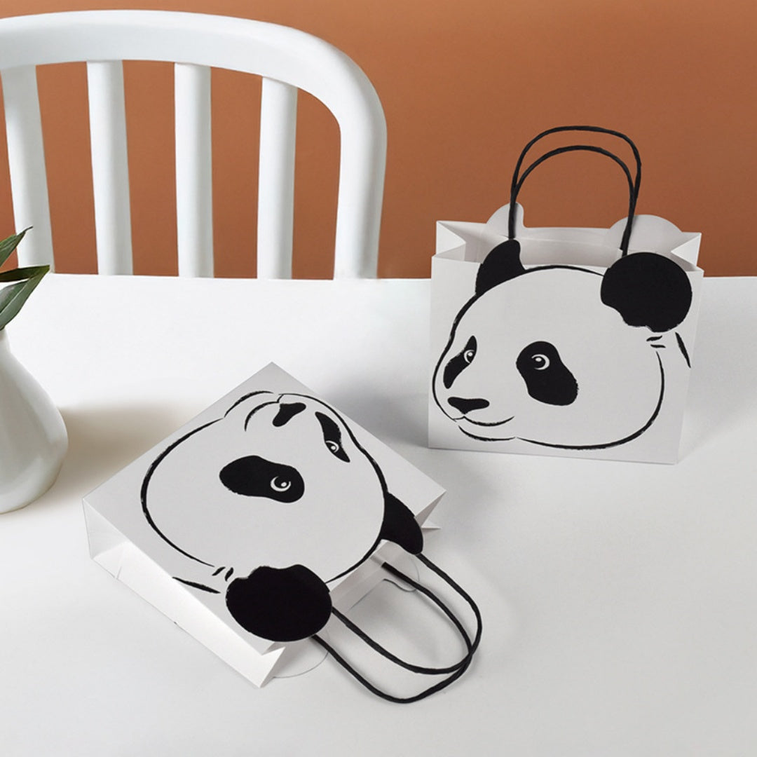 10 Pezzi Borse Regalo Panda – Sacchetti Bomboniere per Compleanno, Battesimo, Festa a Tema Animali, Sacchetti Carta con Manico