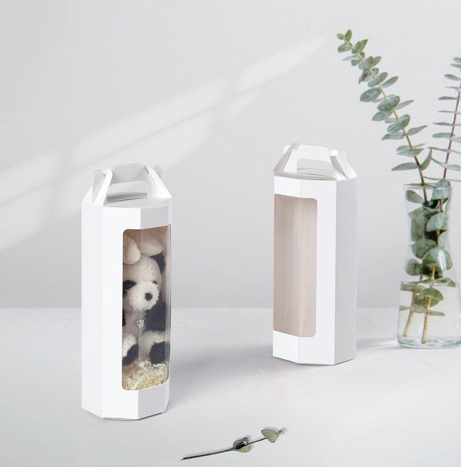 20 pezzi Scatola Regalo Esagonale Bianca con Finestra Trasparente Con Manico, Ideale per Fiori, Peluche, Souvenir e Oggetti da Regalo Bomboniera