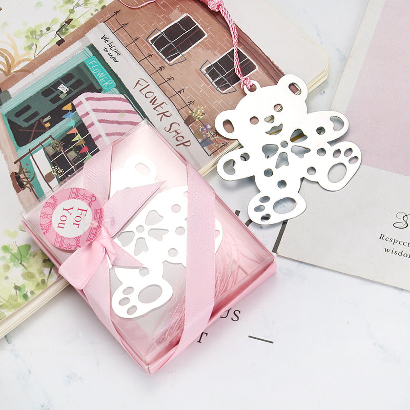 Segnalibro Orso rosa con Nappe Scatola