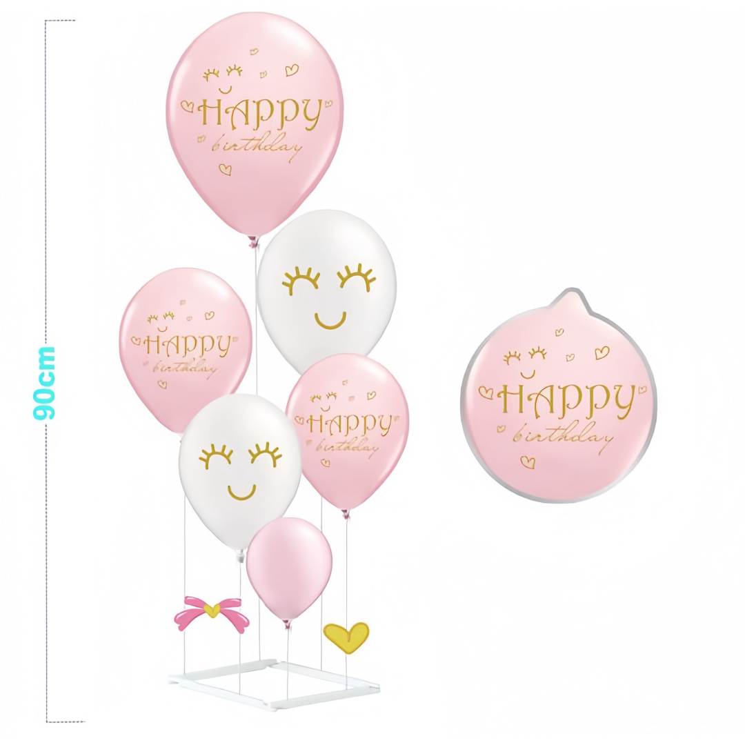 Set Palloncini Rosa "Happy Birthday" - 6 Pezzi | Perfetto come Centrotavola