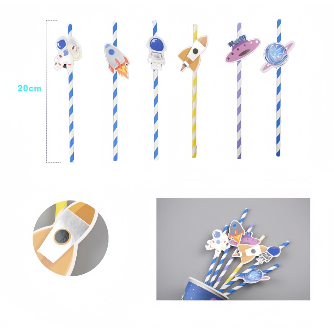 Cannucce con Astronauta e Tema Spaziale – Set da 6 pezzi