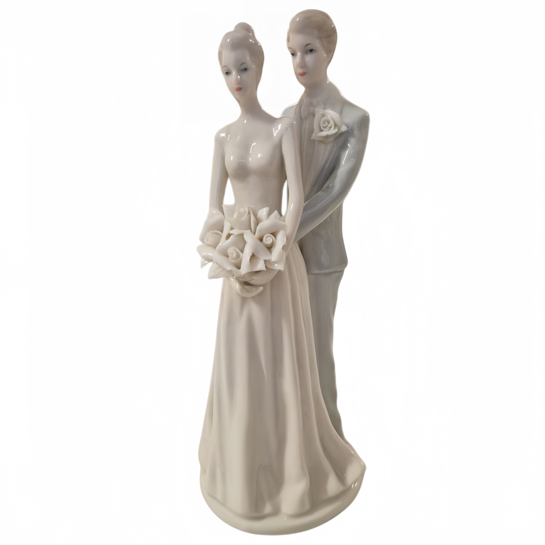 Statuina Ceramica Sposo e Sposa Romantica per Decorazione Torta Nuziale Ornamento Sposi per Cerimonia