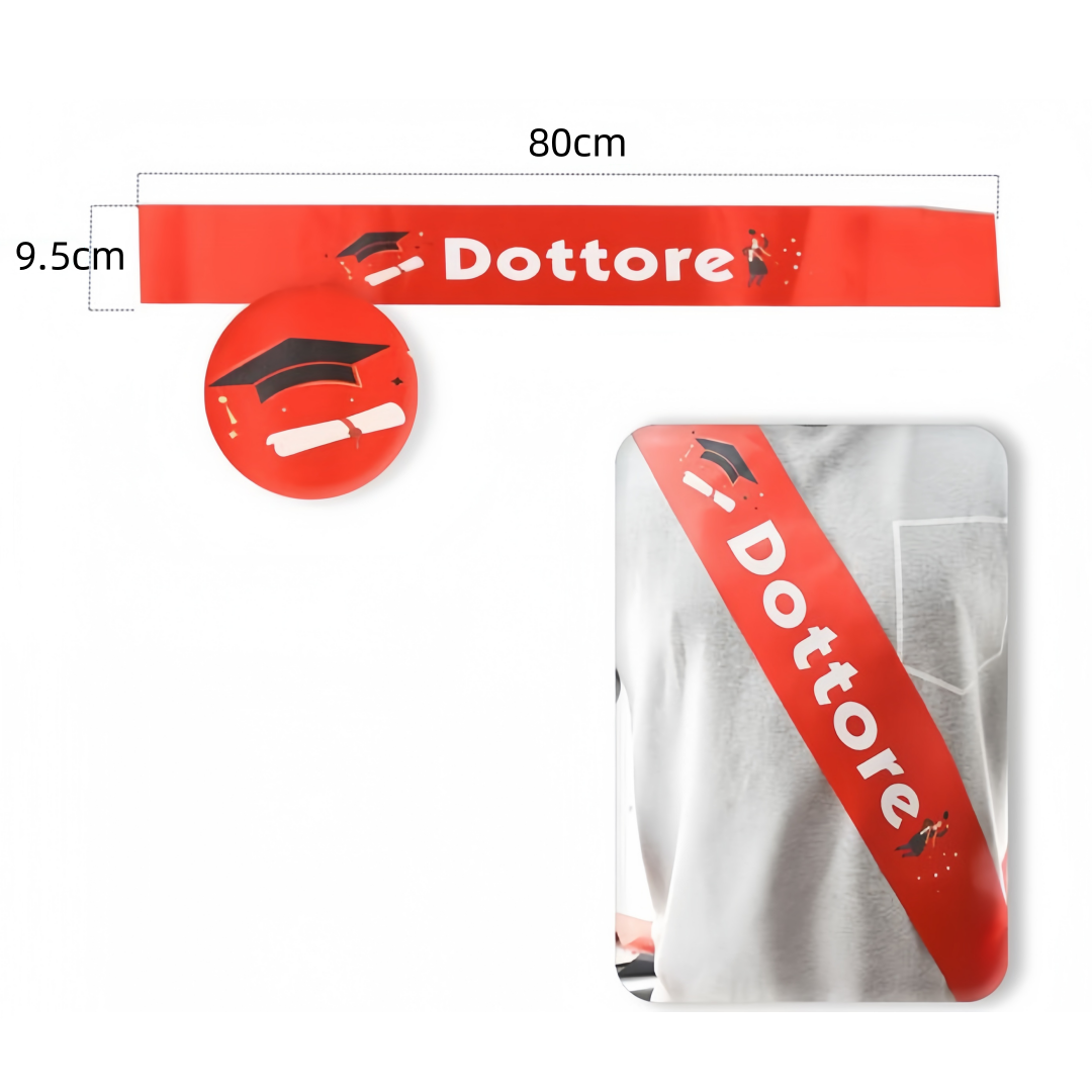 Fascia Laurea Dottoressa Dottore Rossa Sciarpa Elegante per Festa di Laurea