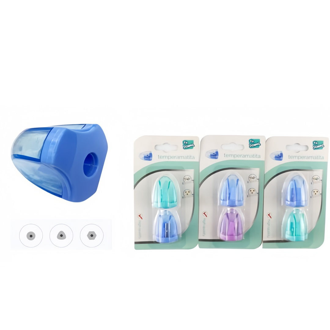 Temperamatite 2 Pezzi - Colori Assortiti - Design Compatto con Contenitore