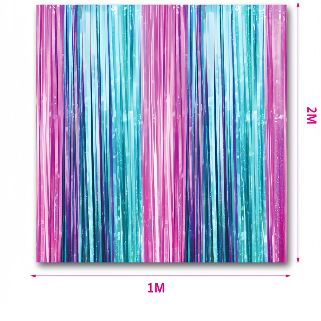 Tenda Decorazione Scintillante blu rosa per Feste Compleanni ed Eventi 2M*1M