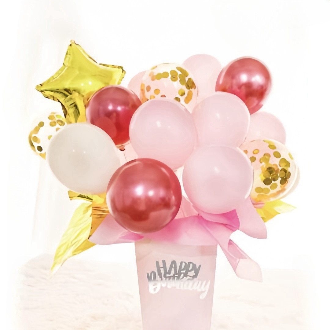 Set di palloncini Centrotavola Compleanno Vaso Fiore Rosa